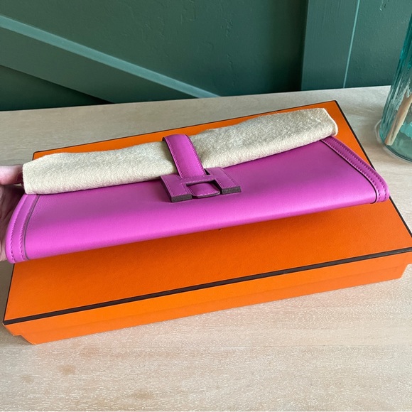 ❌SOLD❌Mint HERMES Jige cluth elan 29 swift magnolia C stamp - Picture 7 of 13